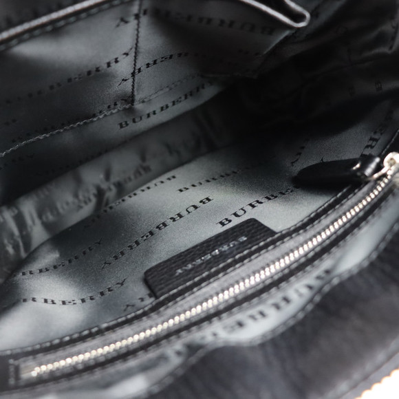 Burberry Shoulder Bag Canvas Leather Black Beige - Picture 7 of 7